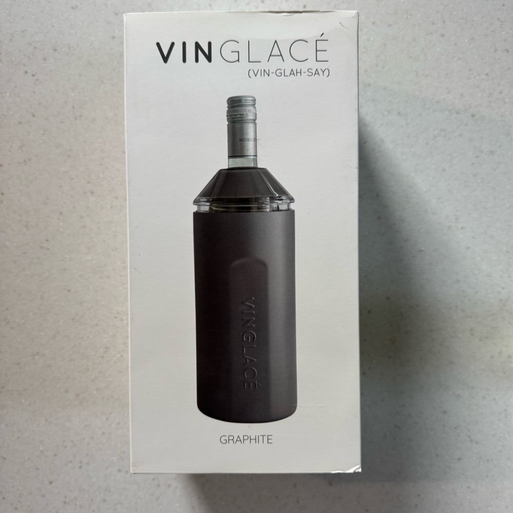 Vinglace Gray “Graphite” Wine & Champagne Chiller Insulator, New in Box